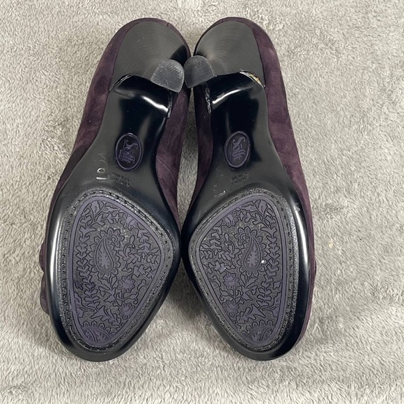Sofft Purple Suede 3" Heels Leather Purple Suede Flower Von Maur Sz 6.5 - Picture 4 of 10